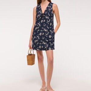 Abercrombie & Fitch Women's Linen-Blend Tie-Front Mini Dress Navy&White Size SP